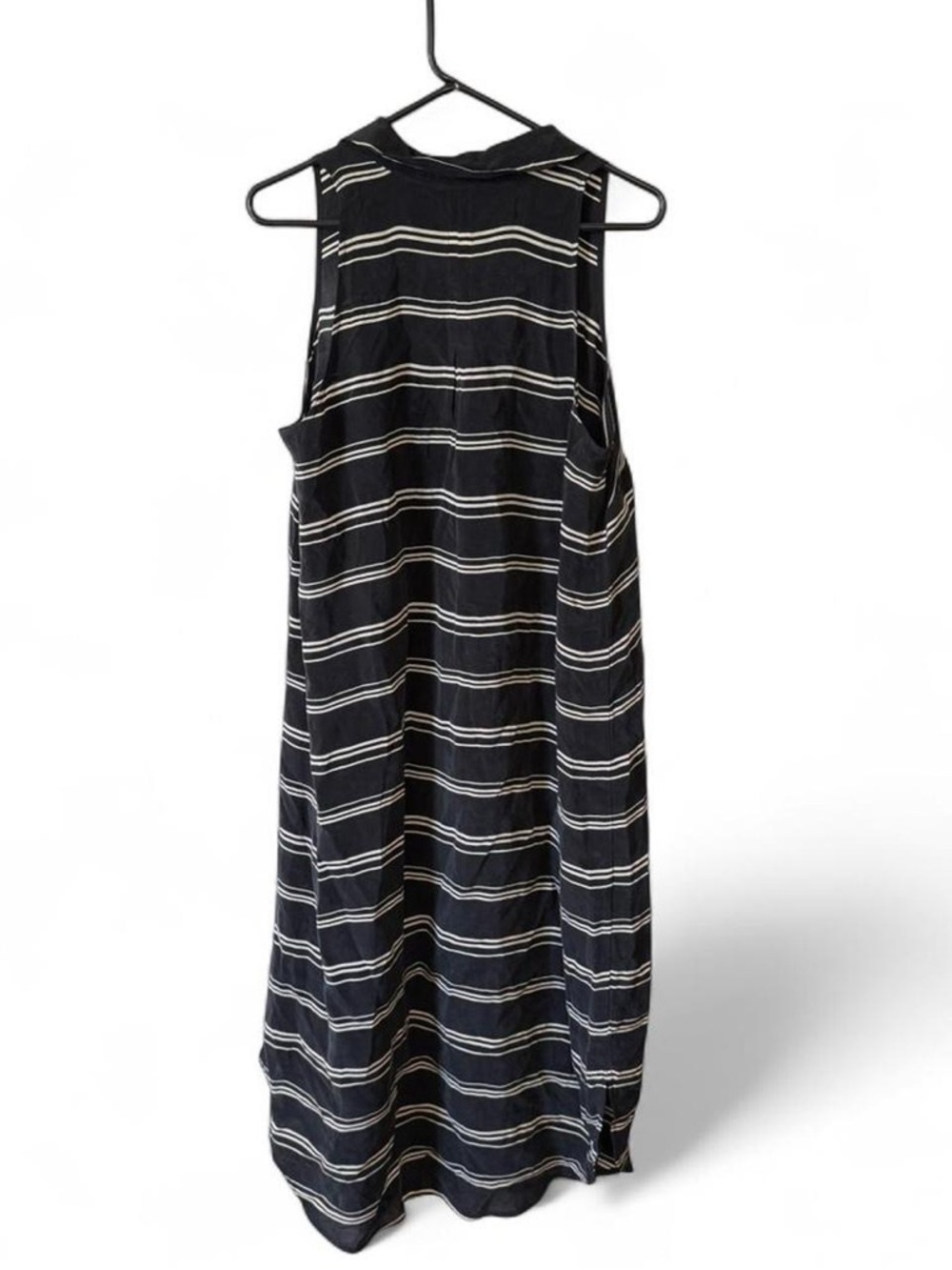 Anthropologie Black & White Striped Midi Dress V-Neck Side Slit Size L - Picture 4 of 8